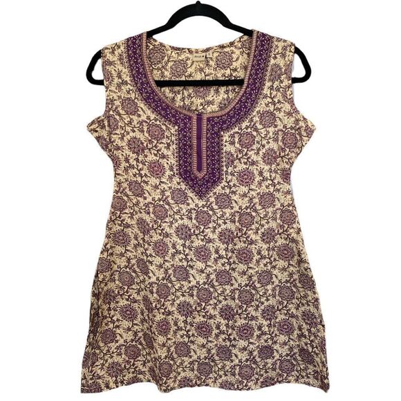 Atrish Beige Boho Patterned Mini Dress - Picture 1 of 6